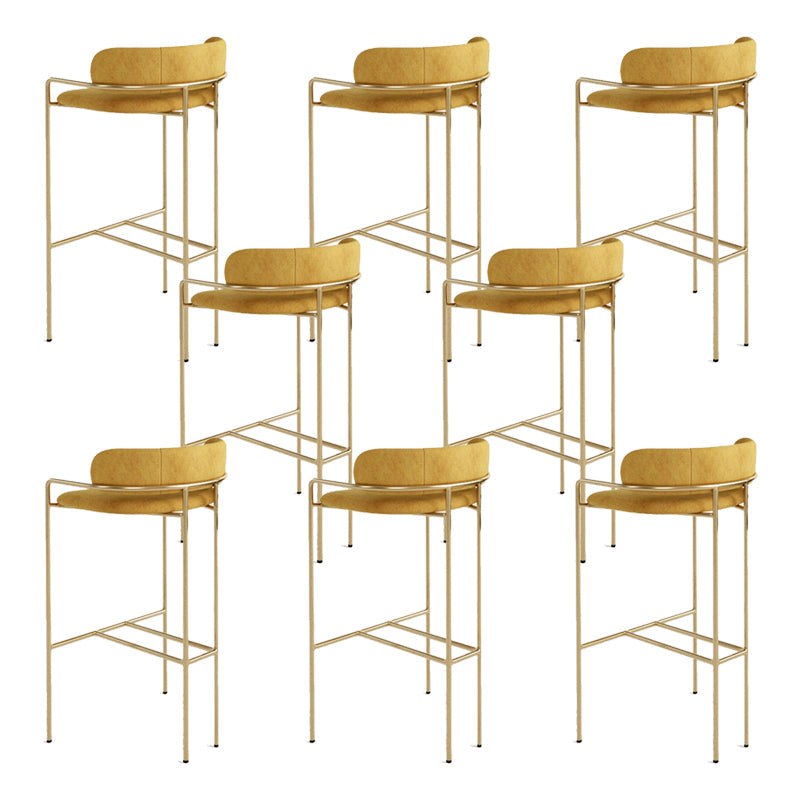 Modern Indoor Upholstered Bar Stool Low Back Footrest Counter Stool Yellow 8 Piece Set Clearhalo 'Bar Furniture' 'Bar Stools' 'bar_stools' 'furn' 'furn_bar_stools' 'Furniture' 'Kitchen & Dining Furniture' 5777375