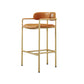Modern Indoor Upholstered Bar Stool Low Back Footrest Counter Stool Orange 1 Piece Bar Stool(30"H) Clearhalo 'Bar Furniture' 'Bar Stools' 'bar_stools' 'furn' 'furn_bar_stools' 'Furniture' 'Kitchen & Dining Furniture' 5777376