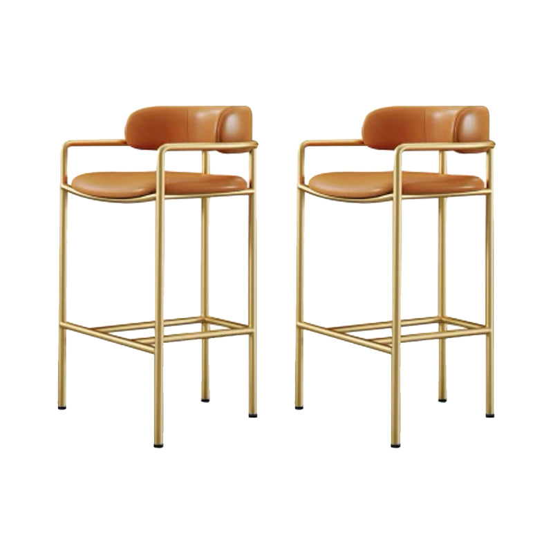 Modern Indoor Upholstered Bar Stool Low Back Footrest Counter Stool Orange 2 Piece Set Bar Stool(30"H) Clearhalo 'Bar Furniture' 'Bar Stools' 'bar_stools' 'furn' 'furn_bar_stools' 'Furniture' 'Kitchen & Dining Furniture' 5777377
