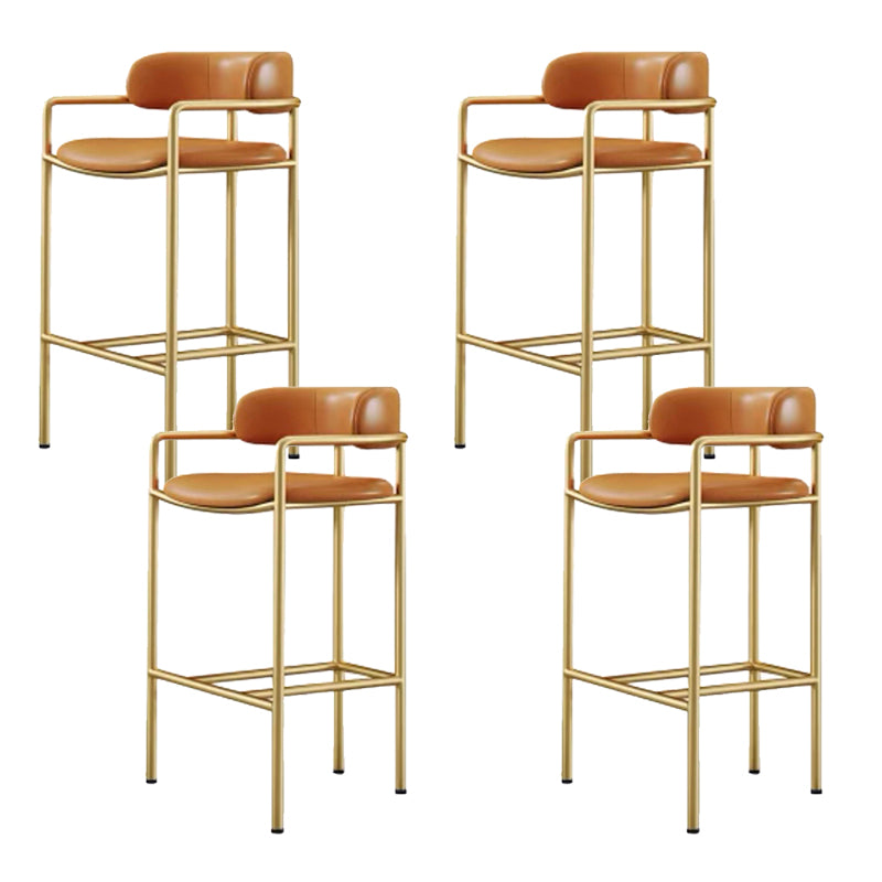 Modern Indoor Upholstered Bar Stool Low Back Footrest Counter Stool Orange 4 Piece Set Bar Stool(30"H) Clearhalo 'Bar Furniture' 'Bar Stools' 'bar_stools' 'furn' 'furn_bar_stools' 'Furniture' 'Kitchen & Dining Furniture' 5777378
