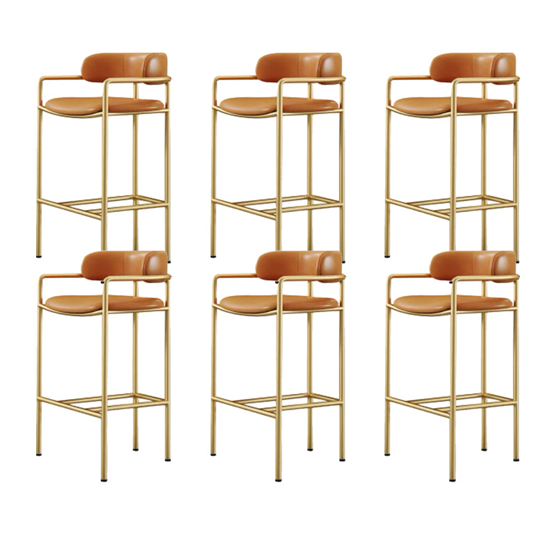 Modern Indoor Upholstered Bar Stool Low Back Footrest Counter Stool Orange 6 Piece Set Bar Stool(30"H) Clearhalo 'Bar Furniture' 'Bar Stools' 'bar_stools' 'furn' 'furn_bar_stools' 'Furniture' 'Kitchen & Dining Furniture' 5777379