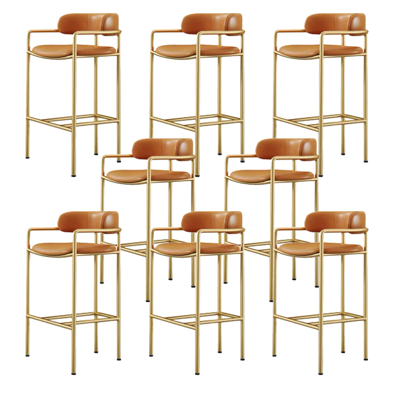 Modern Indoor Upholstered Bar Stool Low Back Footrest Counter Stool Orange 8 Piece Set Bar Stool(30"H) Clearhalo 'Bar Furniture' 'Bar Stools' 'bar_stools' 'furn' 'furn_bar_stools' 'Furniture' 'Kitchen & Dining Furniture' 5777380