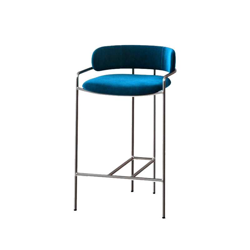 Modern Indoor Upholstered Bar Stool Low Back Footrest Counter Stool Blue 1 Piece Bar Stool(30"H) Clearhalo 'Bar Furniture' 'Bar Stools' 'bar_stools' 'furn' 'furn_bar_stools' 'Furniture' 'Kitchen & Dining Furniture' 5777381