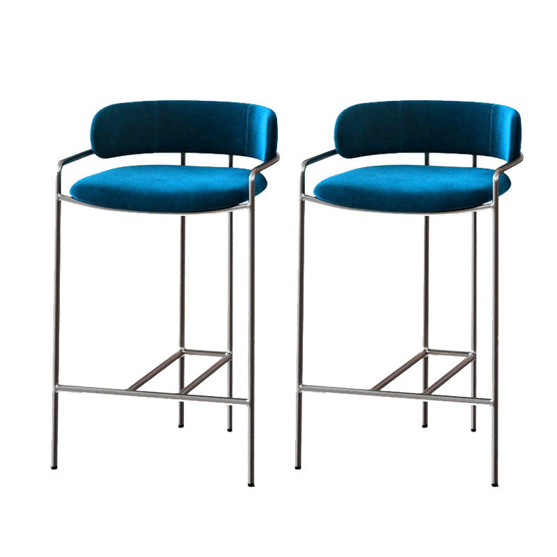 Modern Indoor Upholstered Bar Stool Low Back Footrest Counter Stool Blue 2 Piece Set Bar Stool(30"H) Clearhalo 'Bar Furniture' 'Bar Stools' 'bar_stools' 'furn' 'furn_bar_stools' 'Furniture' 'Kitchen & Dining Furniture' 5777382