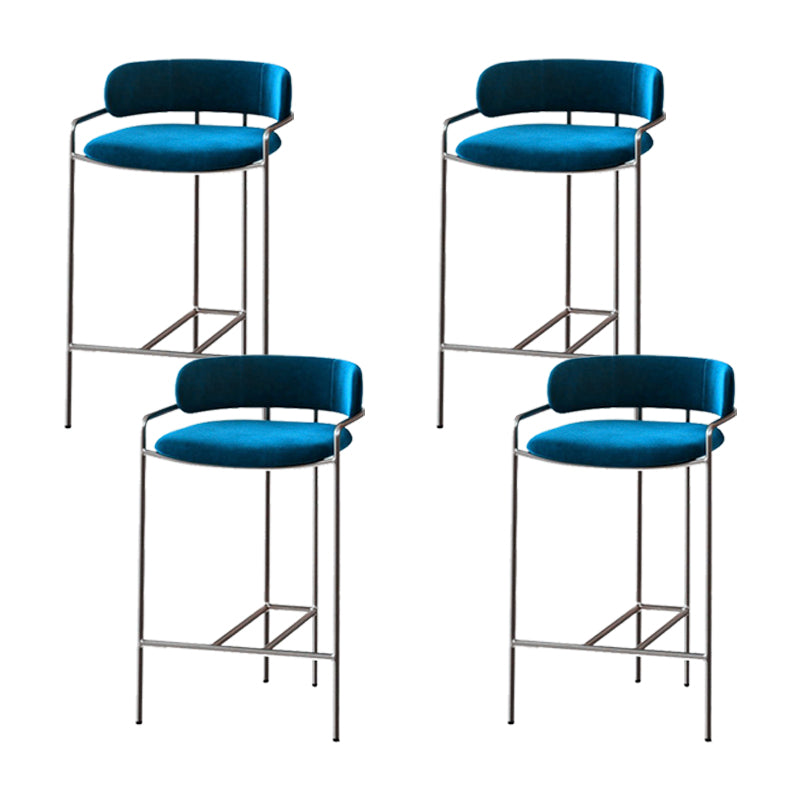 Modern Indoor Upholstered Bar Stool Low Back Footrest Counter Stool Blue 4 Piece Set Bar Stool(30"H) Clearhalo 'Bar Furniture' 'Bar Stools' 'bar_stools' 'furn' 'furn_bar_stools' 'Furniture' 'Kitchen & Dining Furniture' 5777383