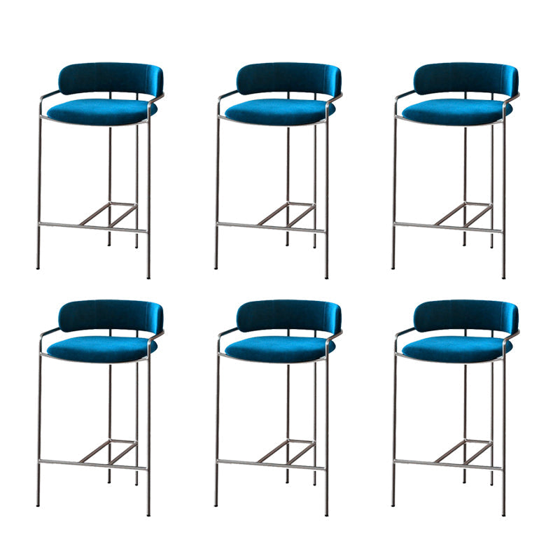 Modern Indoor Upholstered Bar Stool Low Back Footrest Counter Stool Blue 6 Piece Set Bar Stool(30"H) Clearhalo 'Bar Furniture' 'Bar Stools' 'bar_stools' 'furn' 'furn_bar_stools' 'Furniture' 'Kitchen & Dining Furniture' 5777384
