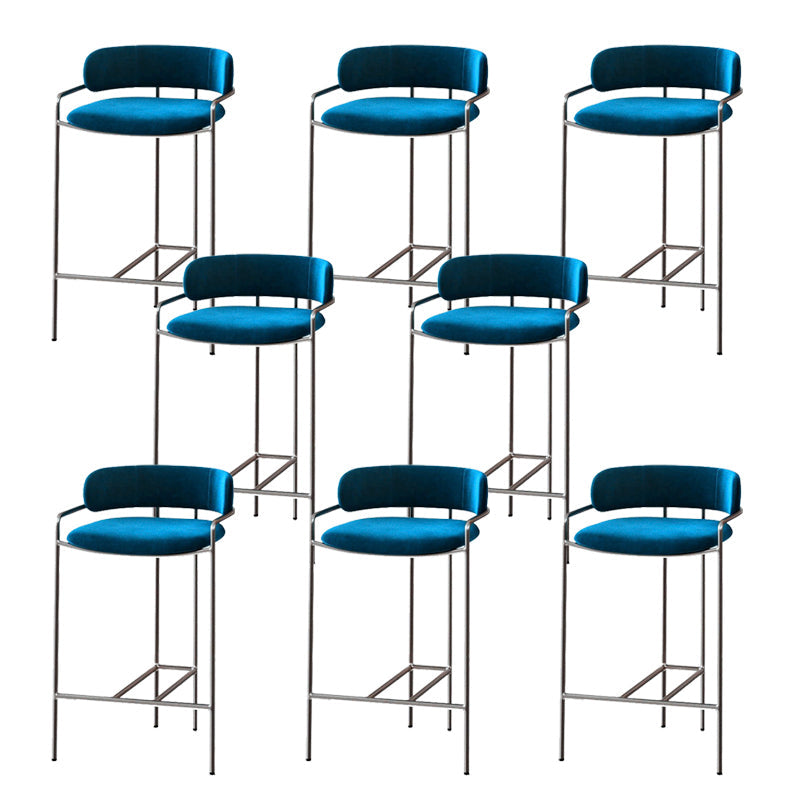 Modern Indoor Upholstered Bar Stool Low Back Footrest Counter Stool Blue 8 Piece Set Bar Stool(30"H) Clearhalo 'Bar Furniture' 'Bar Stools' 'bar_stools' 'furn' 'furn_bar_stools' 'Furniture' 'Kitchen & Dining Furniture' 5777385