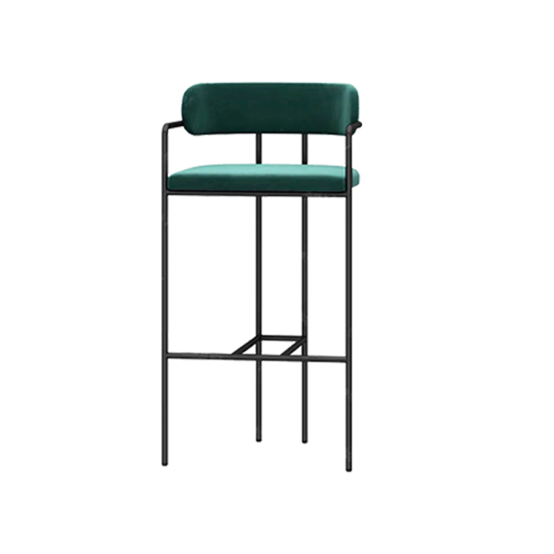 Modern Indoor Upholstered Bar Stool Low Back Footrest Counter Stool Green 1 Piece Bar Stool(30"H) Clearhalo 'Bar Furniture' 'Bar Stools' 'bar_stools' 'furn' 'furn_bar_stools' 'Furniture' 'Kitchen & Dining Furniture' 5777386