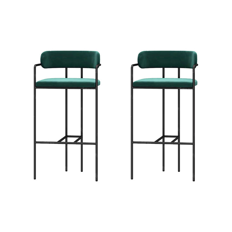 Modern Indoor Upholstered Bar Stool Low Back Footrest Counter Stool Green 2 Piece Set Bar Stool(30"H) Clearhalo 'Bar Furniture' 'Bar Stools' 'bar_stools' 'furn' 'furn_bar_stools' 'Furniture' 'Kitchen & Dining Furniture' 5777387