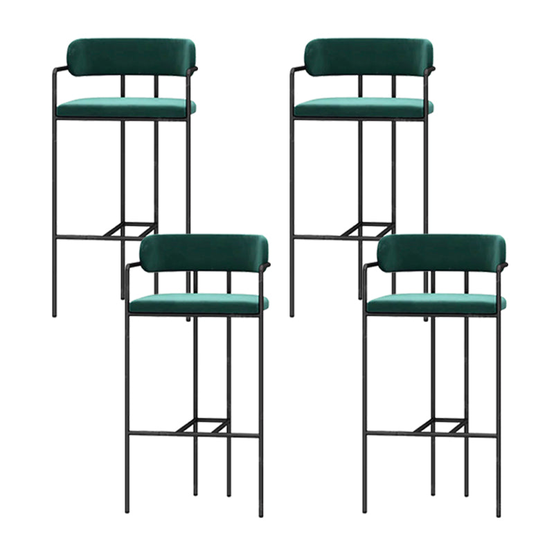 Modern Indoor Upholstered Bar Stool Low Back Footrest Counter Stool Green 4 Piece Set Bar Stool(30"H) Clearhalo 'Bar Furniture' 'Bar Stools' 'bar_stools' 'furn' 'furn_bar_stools' 'Furniture' 'Kitchen & Dining Furniture' 5777388