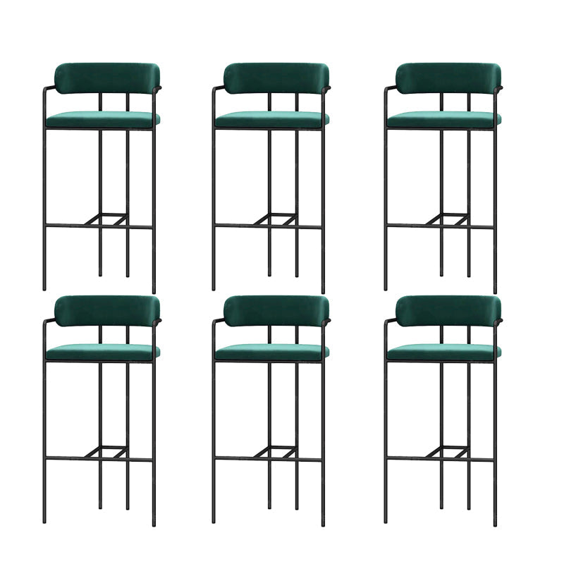 Modern Indoor Upholstered Bar Stool Low Back Footrest Counter Stool Green 6 Piece Set Bar Stool(30"H) Clearhalo 'Bar Furniture' 'Bar Stools' 'bar_stools' 'furn' 'furn_bar_stools' 'Furniture' 'Kitchen & Dining Furniture' 5777389
