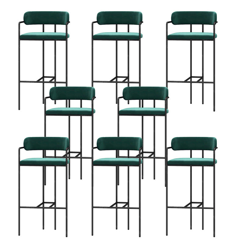 Modern Indoor Upholstered Bar Stool Low Back Footrest Counter Stool Green 8 Piece Set Bar Stool(30"H) Clearhalo 'Bar Furniture' 'Bar Stools' 'bar_stools' 'furn' 'furn_bar_stools' 'Furniture' 'Kitchen & Dining Furniture' 5777390