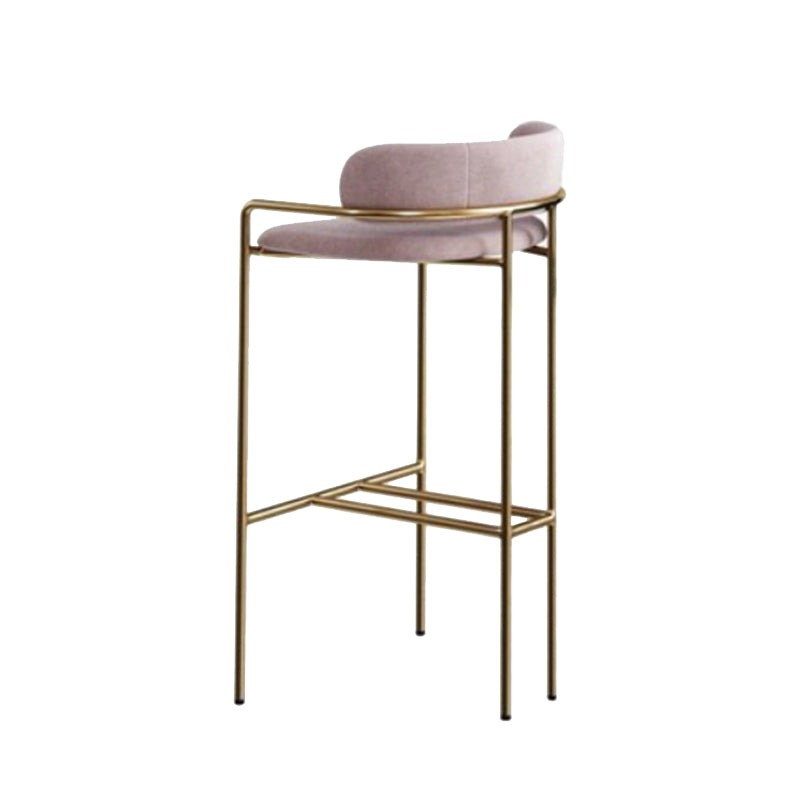 Modern Indoor Upholstered Bar Stool Low Back Footrest Counter Stool Pink White 1 Piece Bar Stool(30"H) Clearhalo 'Bar Furniture' 'Bar Stools' 'bar_stools' 'furn' 'furn_bar_stools' 'Furniture' 'Kitchen & Dining Furniture' 5777391