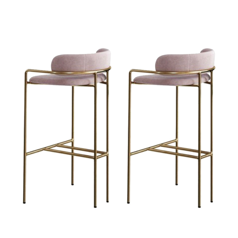 Modern Indoor Upholstered Bar Stool Low Back Footrest Counter Stool Pink White 2 Piece Set Bar Stool(30"H) Clearhalo 'Bar Furniture' 'Bar Stools' 'bar_stools' 'furn' 'furn_bar_stools' 'Furniture' 'Kitchen & Dining Furniture' 5777392