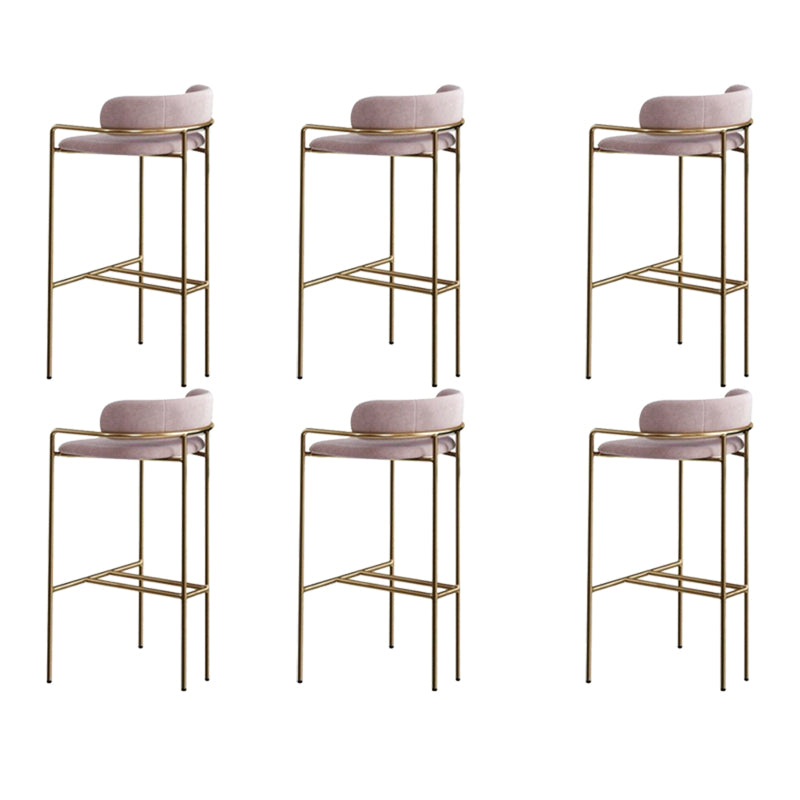 Modern Indoor Upholstered Bar Stool Low Back Footrest Counter Stool Pink White 6 Piece Set Bar Stool(30"H) Clearhalo 'Bar Furniture' 'Bar Stools' 'bar_stools' 'furn' 'furn_bar_stools' 'Furniture' 'Kitchen & Dining Furniture' 5777394