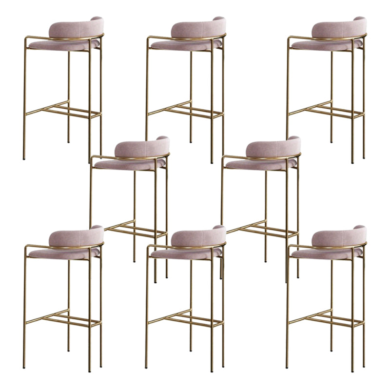 Modern Indoor Upholstered Bar Stool Low Back Footrest Counter Stool Pink White 8 Piece Set Bar Stool(30"H) Clearhalo 'Bar Furniture' 'Bar Stools' 'bar_stools' 'furn' 'furn_bar_stools' 'Furniture' 'Kitchen & Dining Furniture' 5777395