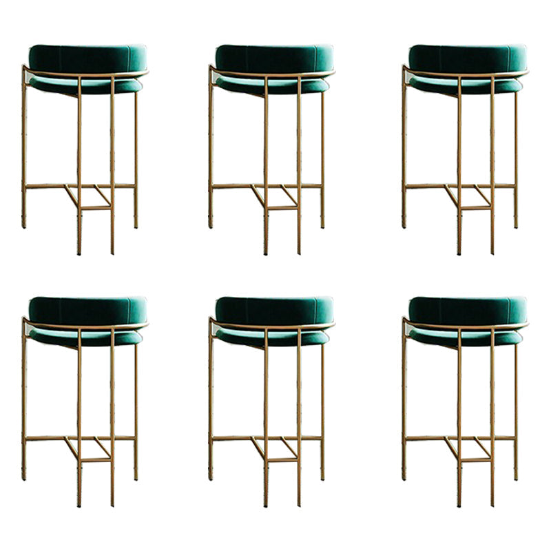 Modern Indoor Upholstered Bar Stool Low Back Footrest Counter Stool Dark Green 6 Piece Set Bar Stool(30"H) Clearhalo 'Bar Furniture' 'Bar Stools' 'bar_stools' 'furn' 'furn_bar_stools' 'Furniture' 'Kitchen & Dining Furniture' 5777404