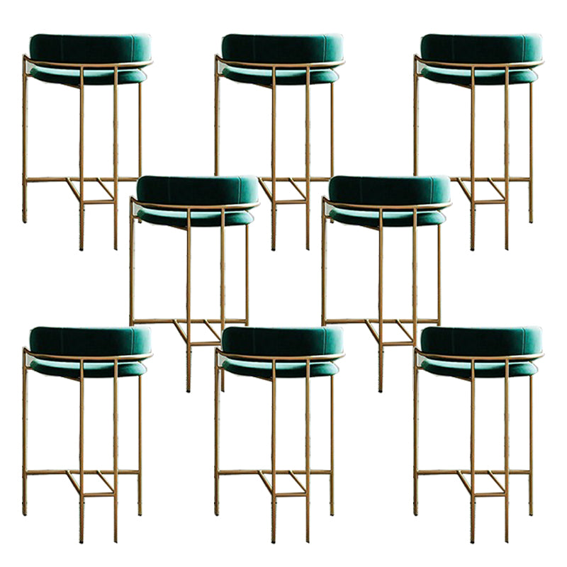 Modern Indoor Upholstered Bar Stool Low Back Footrest Counter Stool Dark Green 8 Piece Set Bar Stool(30"H) Clearhalo 'Bar Furniture' 'Bar Stools' 'bar_stools' 'furn' 'furn_bar_stools' 'Furniture' 'Kitchen & Dining Furniture' 5777405