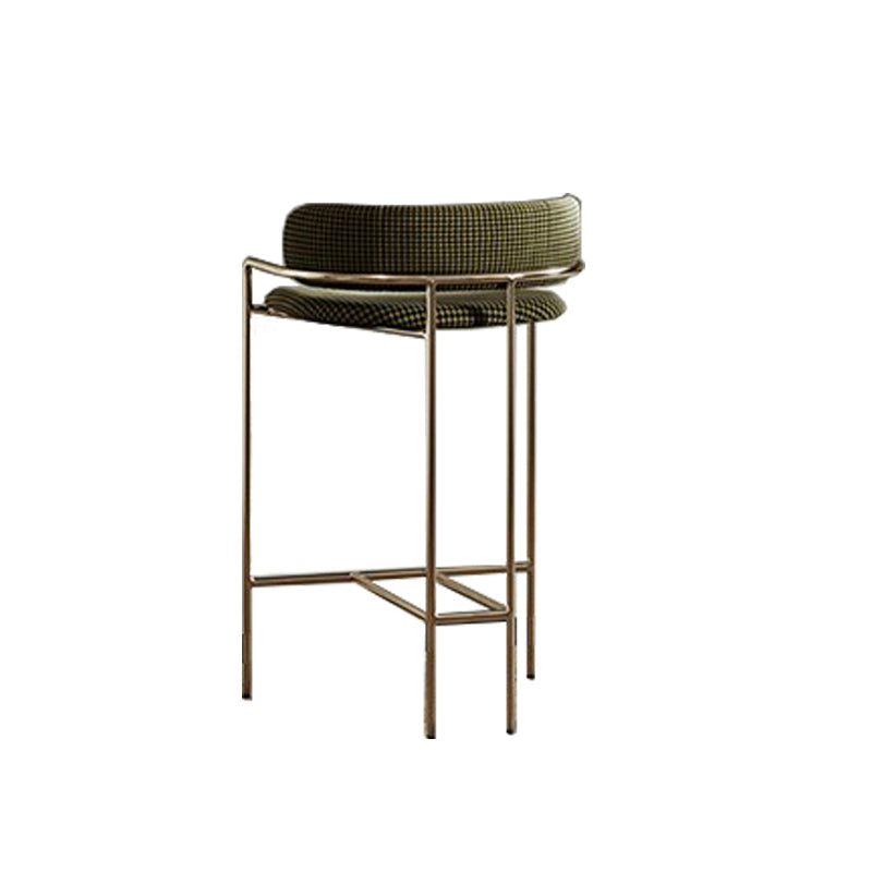 Modern Indoor Upholstered Bar Stool Low Back Footrest Counter Stool Green Houndstooth 1 Piece Bar Stool(30"H) Clearhalo 'Bar Furniture' 'Bar Stools' 'bar_stools' 'furn' 'furn_bar_stools' 'Furniture' 'Kitchen & Dining Furniture' 5777411