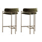 Modern Indoor Upholstered Bar Stool Low Back Footrest Counter Stool Green Houndstooth 2 Piece Set Bar Stool(30"H) Clearhalo 'Bar Furniture' 'Bar Stools' 'bar_stools' 'furn' 'furn_bar_stools' 'Furniture' 'Kitchen & Dining Furniture' 5777412