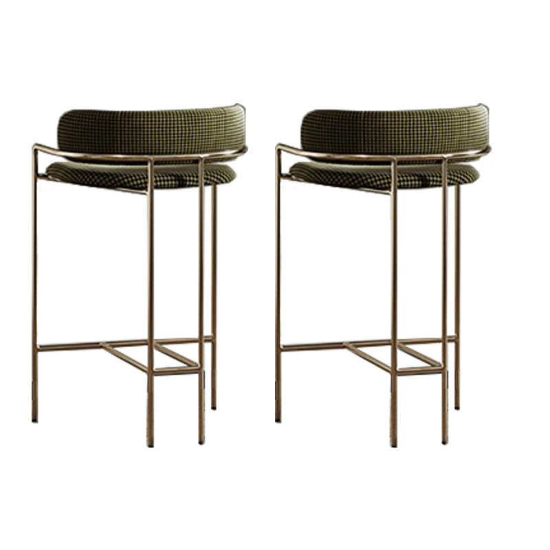 Modern Indoor Upholstered Bar Stool Low Back Footrest Counter Stool Green Houndstooth 2 Piece Set Bar Stool(30"H) Clearhalo 'Bar Furniture' 'Bar Stools' 'bar_stools' 'furn' 'furn_bar_stools' 'Furniture' 'Kitchen & Dining Furniture' 5777412