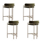 Modern Indoor Upholstered Bar Stool Low Back Footrest Counter Stool Green Houndstooth 4 Piece Set Bar Stool(30"H) Clearhalo 'Bar Furniture' 'Bar Stools' 'bar_stools' 'furn' 'furn_bar_stools' 'Furniture' 'Kitchen & Dining Furniture' 5777413
