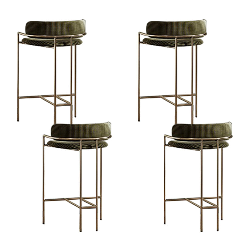 Modern Indoor Upholstered Bar Stool Low Back Footrest Counter Stool Green Houndstooth 4 Piece Set Bar Stool(30"H) Clearhalo 'Bar Furniture' 'Bar Stools' 'bar_stools' 'furn' 'furn_bar_stools' 'Furniture' 'Kitchen & Dining Furniture' 5777413