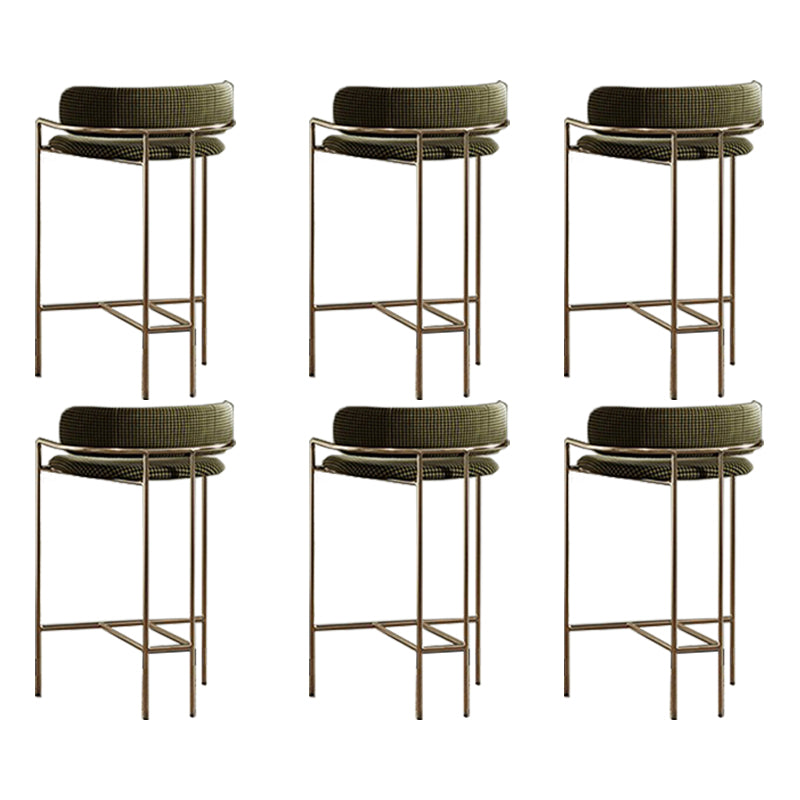 Modern Indoor Upholstered Bar Stool Low Back Footrest Counter Stool Green Houndstooth 6 Piece Set Bar Stool(30"H) Clearhalo 'Bar Furniture' 'Bar Stools' 'bar_stools' 'furn' 'furn_bar_stools' 'Furniture' 'Kitchen & Dining Furniture' 5777414