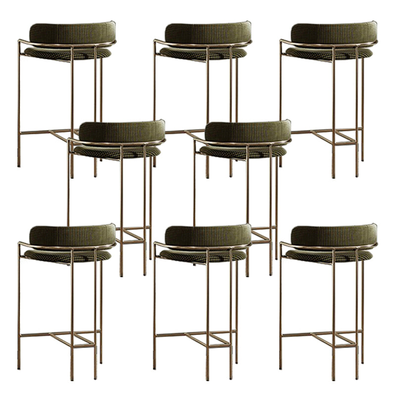 Modern Indoor Upholstered Bar Stool Low Back Footrest Counter Stool Green Houndstooth 8 Piece Set Bar Stool(30"H) Clearhalo 'Bar Furniture' 'Bar Stools' 'bar_stools' 'furn' 'furn_bar_stools' 'Furniture' 'Kitchen & Dining Furniture' 5777415