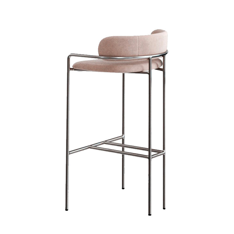 Modern Indoor Upholstered Bar Stool Low Back Footrest Counter Stool Dusty Pink 1 Piece Bar Stool(30"H) Clearhalo 'Bar Furniture' 'Bar Stools' 'bar_stools' 'furn' 'furn_bar_stools' 'Furniture' 'Kitchen & Dining Furniture' 5777416
