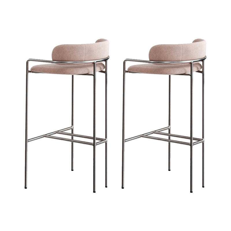 Modern Indoor Upholstered Bar Stool Low Back Footrest Counter Stool Dusty Pink 2 Piece Set Bar Stool(30"H) Clearhalo 'Bar Furniture' 'Bar Stools' 'bar_stools' 'furn' 'furn_bar_stools' 'Furniture' 'Kitchen & Dining Furniture' 5777417