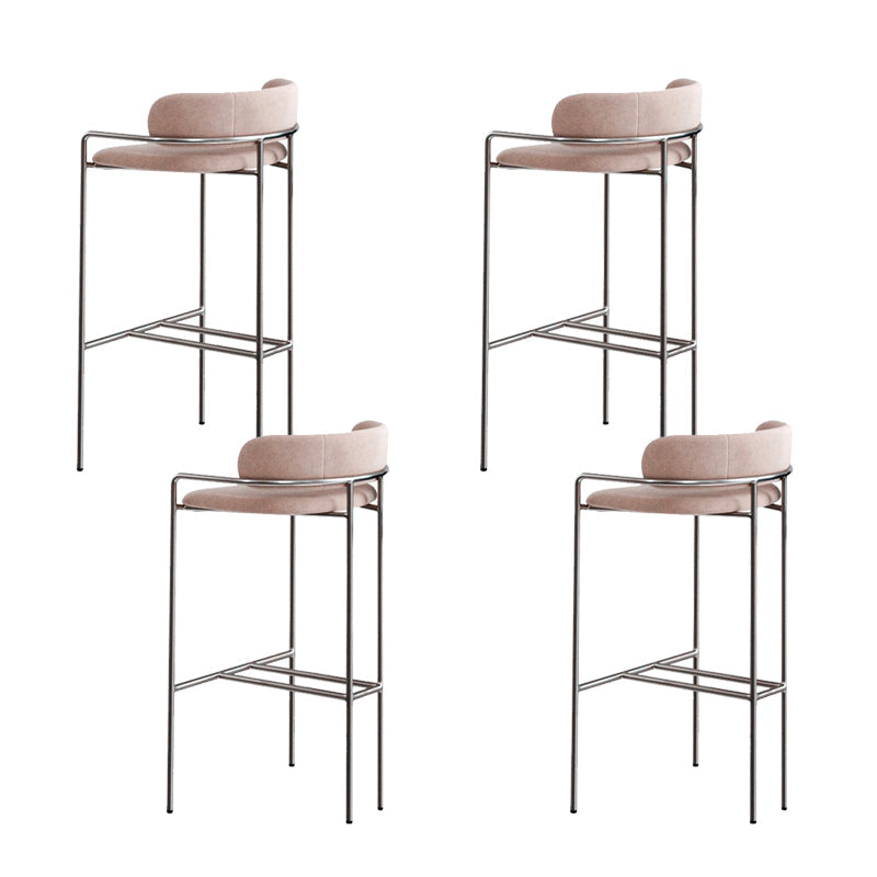Modern Indoor Upholstered Bar Stool Low Back Footrest Counter Stool Dusty Pink 4 Piece Set Bar Stool(30"H) Clearhalo 'Bar Furniture' 'Bar Stools' 'bar_stools' 'furn' 'furn_bar_stools' 'Furniture' 'Kitchen & Dining Furniture' 5777418