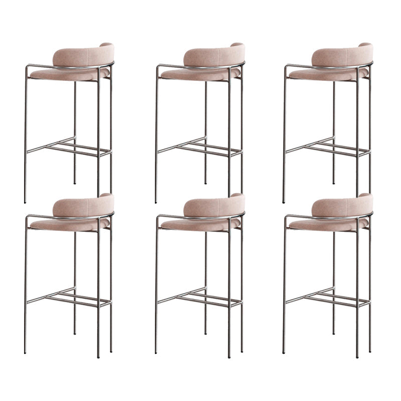 Modern Indoor Upholstered Bar Stool Low Back Footrest Counter Stool Dusty Pink 6 Piece Set Bar Stool(30"H) Clearhalo 'Bar Furniture' 'Bar Stools' 'bar_stools' 'furn' 'furn_bar_stools' 'Furniture' 'Kitchen & Dining Furniture' 5777419