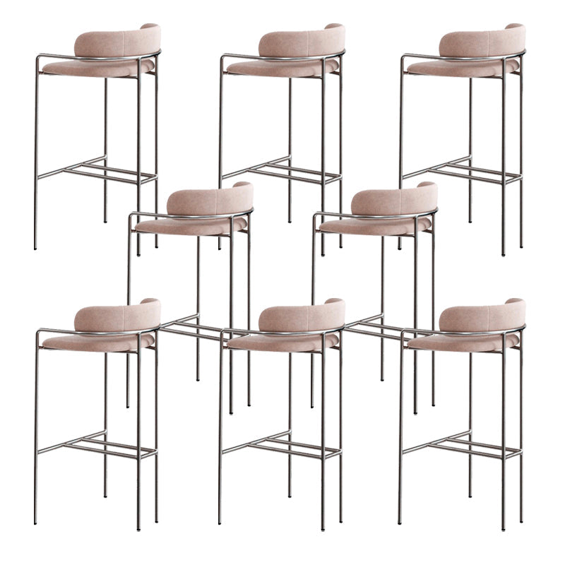 Modern Indoor Upholstered Bar Stool Low Back Footrest Counter Stool Dusty Pink 8 Piece Set Bar Stool(30"H) Clearhalo 'Bar Furniture' 'Bar Stools' 'bar_stools' 'furn' 'furn_bar_stools' 'Furniture' 'Kitchen & Dining Furniture' 5777420