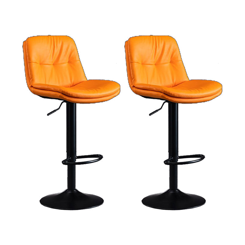 Faux Leather Swivel Bar Chair Modern Armless Upholstered Bar Stool Orange 2 Piece Set Clearhalo 'Bar Furniture' 'Bar Stools' 'bar_stools' 'furn' 'furn_bar_stools' 'Furniture' 'Kitchen & Dining Furniture' 5777531