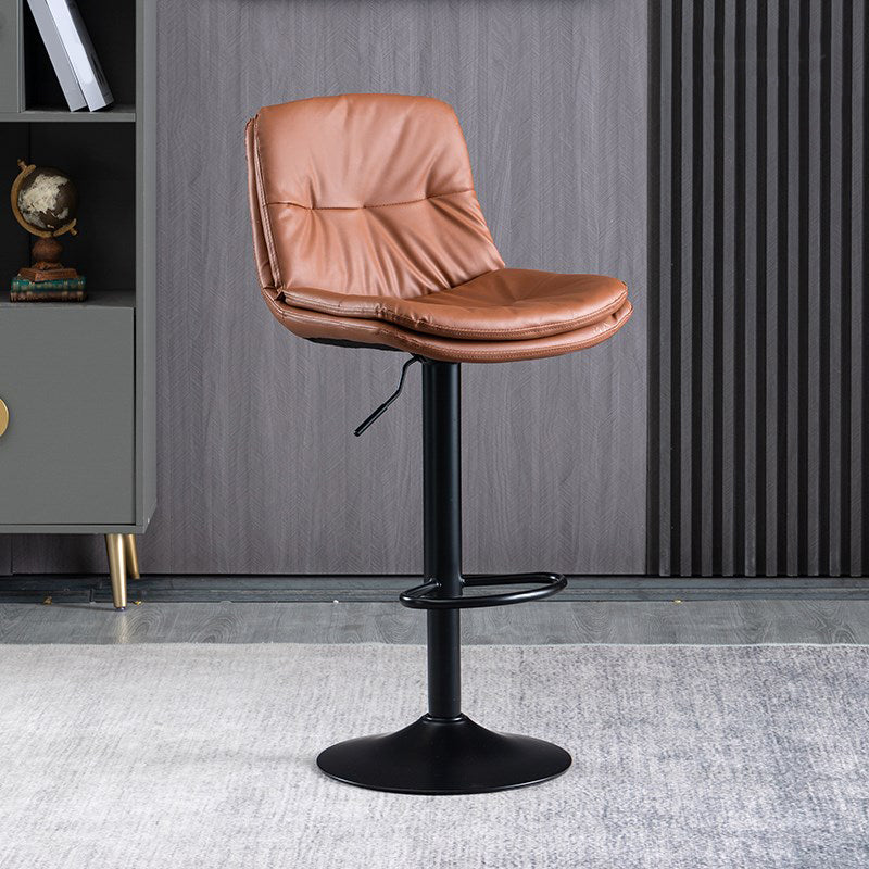 Faux Leather Swivel Bar Chair Modern Armless Upholstered Bar Stool Brown 1 Piece Clearhalo 'Bar Furniture' 'Bar Stools' 'bar_stools' 'furn' 'furn_bar_stools' 'Furniture' 'Kitchen & Dining Furniture' 5777540