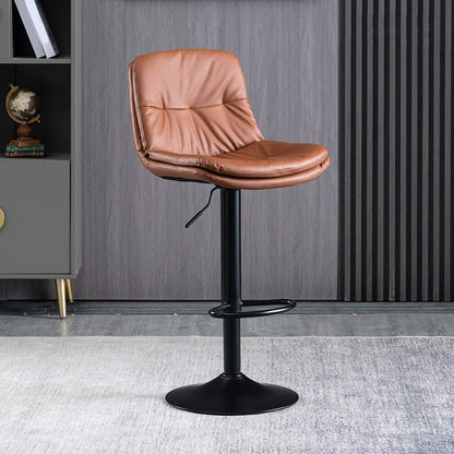 Faux Leather Swivel Bar Chair Modern Armless Upholstered Bar Stool Brown 1 Piece Clearhalo 'Bar Furniture' 'Bar Stools' 'bar_stools' 'furn' 'furn_bar_stools' 'Furniture' 'Kitchen & Dining Furniture' 5777540