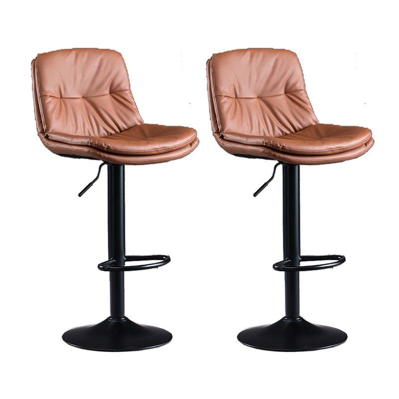 Faux Leather Swivel Bar Chair Modern Armless Upholstered Bar Stool Brown 2 Piece Set Clearhalo 'Bar Furniture' 'Bar Stools' 'bar_stools' 'furn' 'furn_bar_stools' 'Furniture' 'Kitchen & Dining Furniture' 5777542