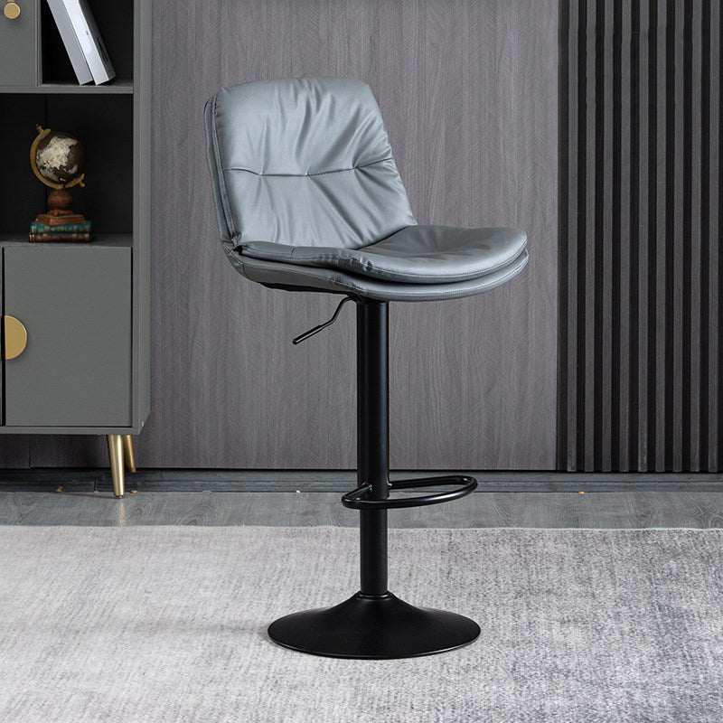 Faux Leather Swivel Bar Chair Modern Armless Upholstered Bar Stool Grey 1 Piece Clearhalo 'Bar Furniture' 'Bar Stools' 'bar_stools' 'furn' 'furn_bar_stools' 'Furniture' 'Kitchen & Dining Furniture' 5777550
