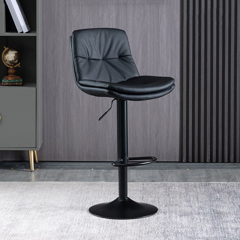 Faux Leather Swivel Bar Chair Modern Armless Upholstered Bar Stool Black 1 Piece Clearhalo 'Bar Furniture' 'Bar Stools' 'bar_stools' 'furn' 'furn_bar_stools' 'Furniture' 'Kitchen & Dining Furniture' 5777564