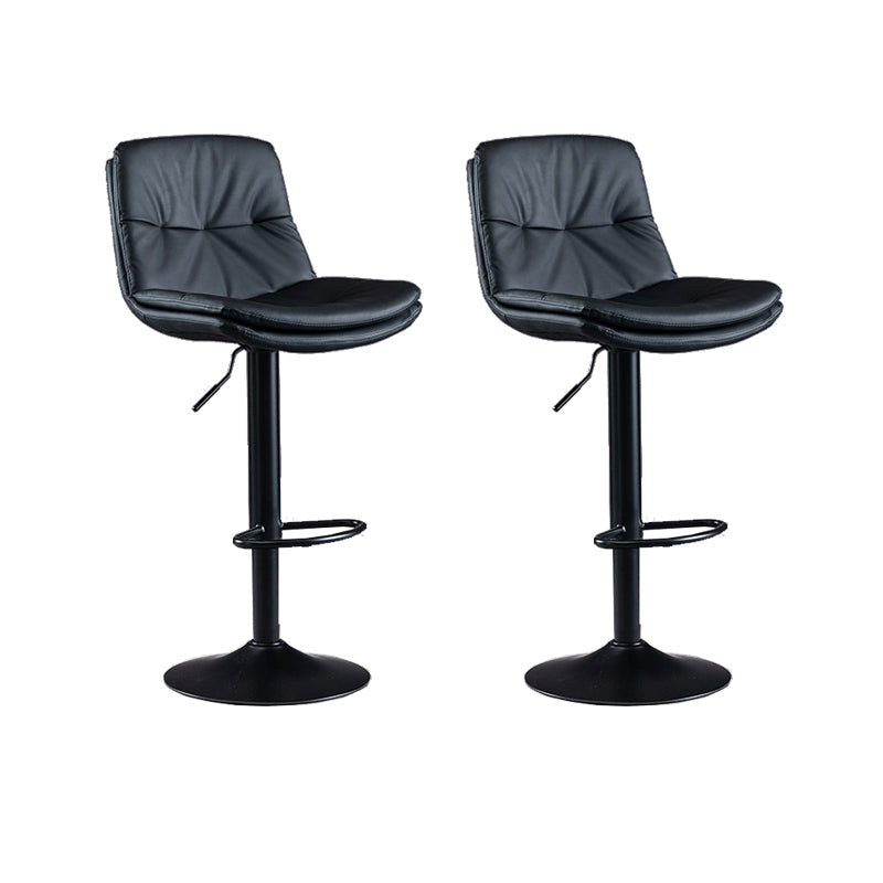 Faux Leather Swivel Bar Chair Modern Armless Upholstered Bar Stool Black 2 Piece Set Clearhalo 'Bar Furniture' 'Bar Stools' 'bar_stools' 'furn' 'furn_bar_stools' 'Furniture' 'Kitchen & Dining Furniture' 5777565