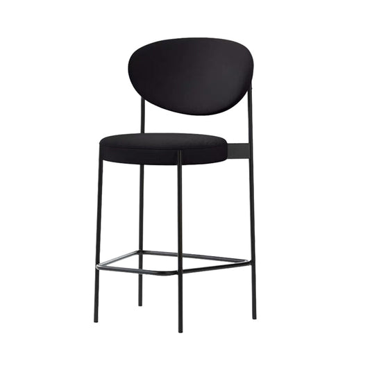 Low Back Upholstered Bar Stool Industrial Armless Barstool with Metal Legs Black 1 Piece