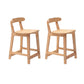 Solid Wood Low Back Bar Stool Modern Indoor Bar Chair with Footrest