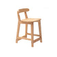 Solid Wood Low Back Bar Stool Modern Indoor Bar Chair with Footrest