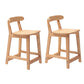 Solid Wood Low Back Bar Stool Modern Indoor Bar Chair with Footrest