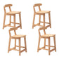 Solid Wood Low Back Bar Stool Modern Indoor Bar Chair with Footrest