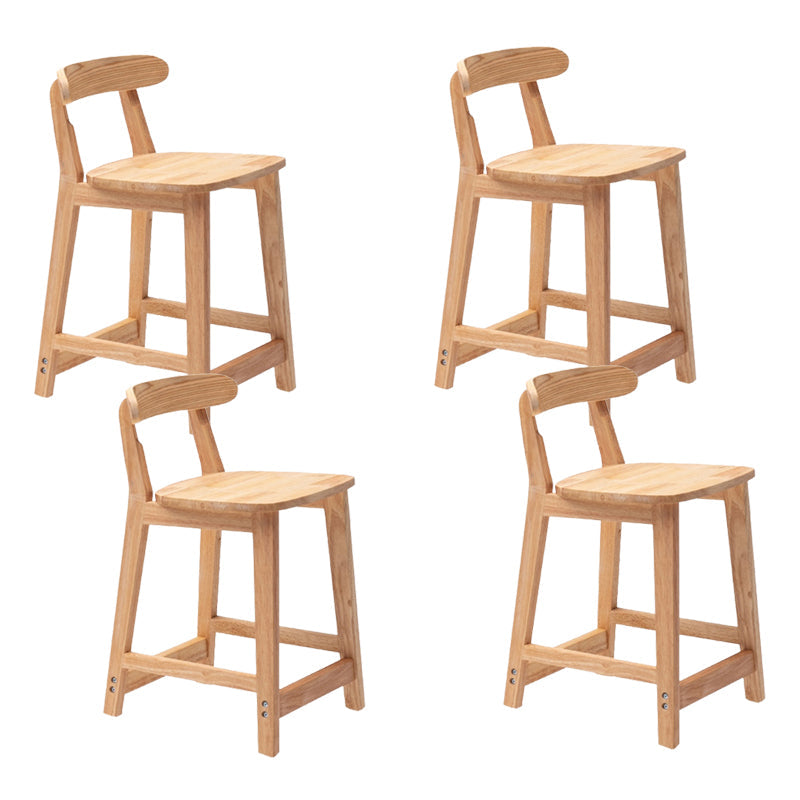 Solid Wood Low Back Bar Stool Modern Indoor Bar Chair with Footrest