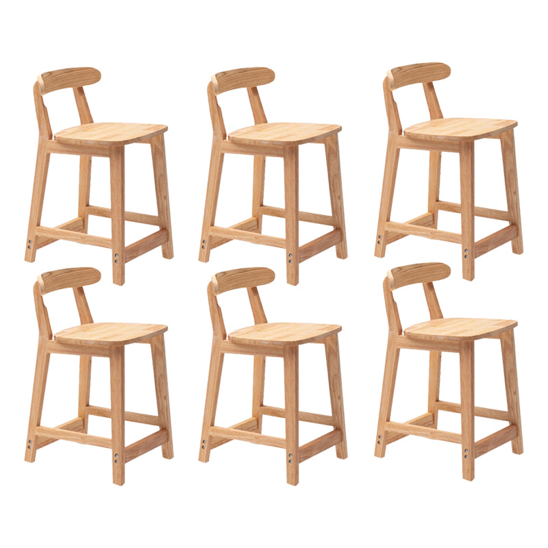 Solid Wood Low Back Bar Stool Modern Indoor Bar Chair with Footrest