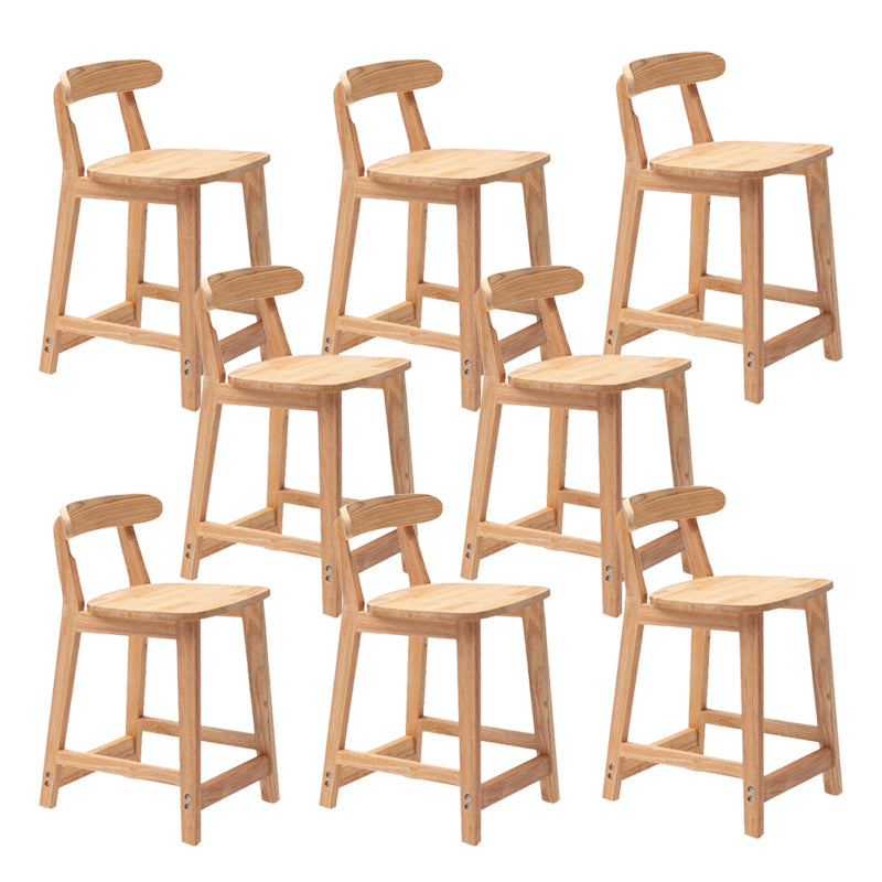 Solid Wood Low Back Bar Stool Modern Indoor Bar Chair with Footrest