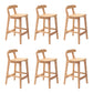 Solid Wood Low Back Bar Stool Modern Indoor Bar Chair with Footrest
